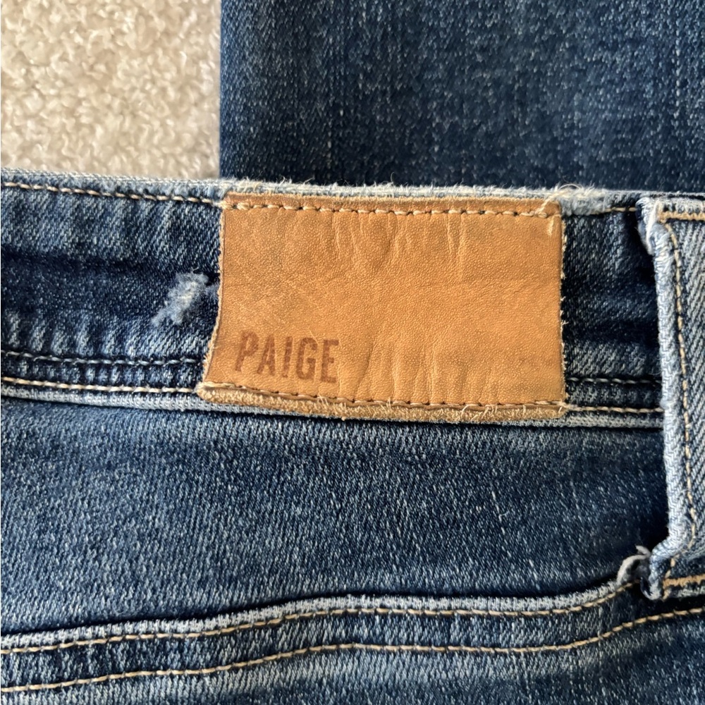 PAIGE Blue Flare Wide Leg Jeans Classic Denim - Picture 2 of 14